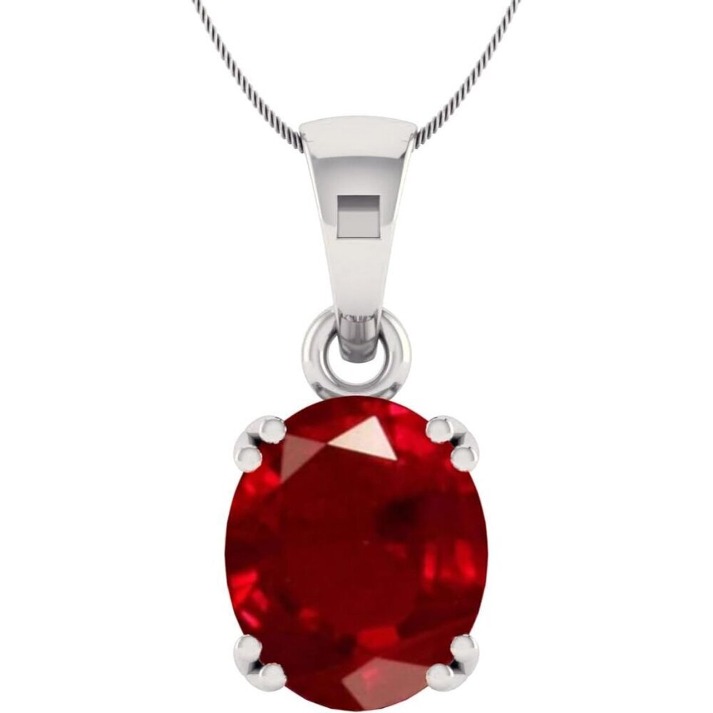 Natural Ruby Pendant Necklace 5.55 Ct Oval Silver Certified Gift